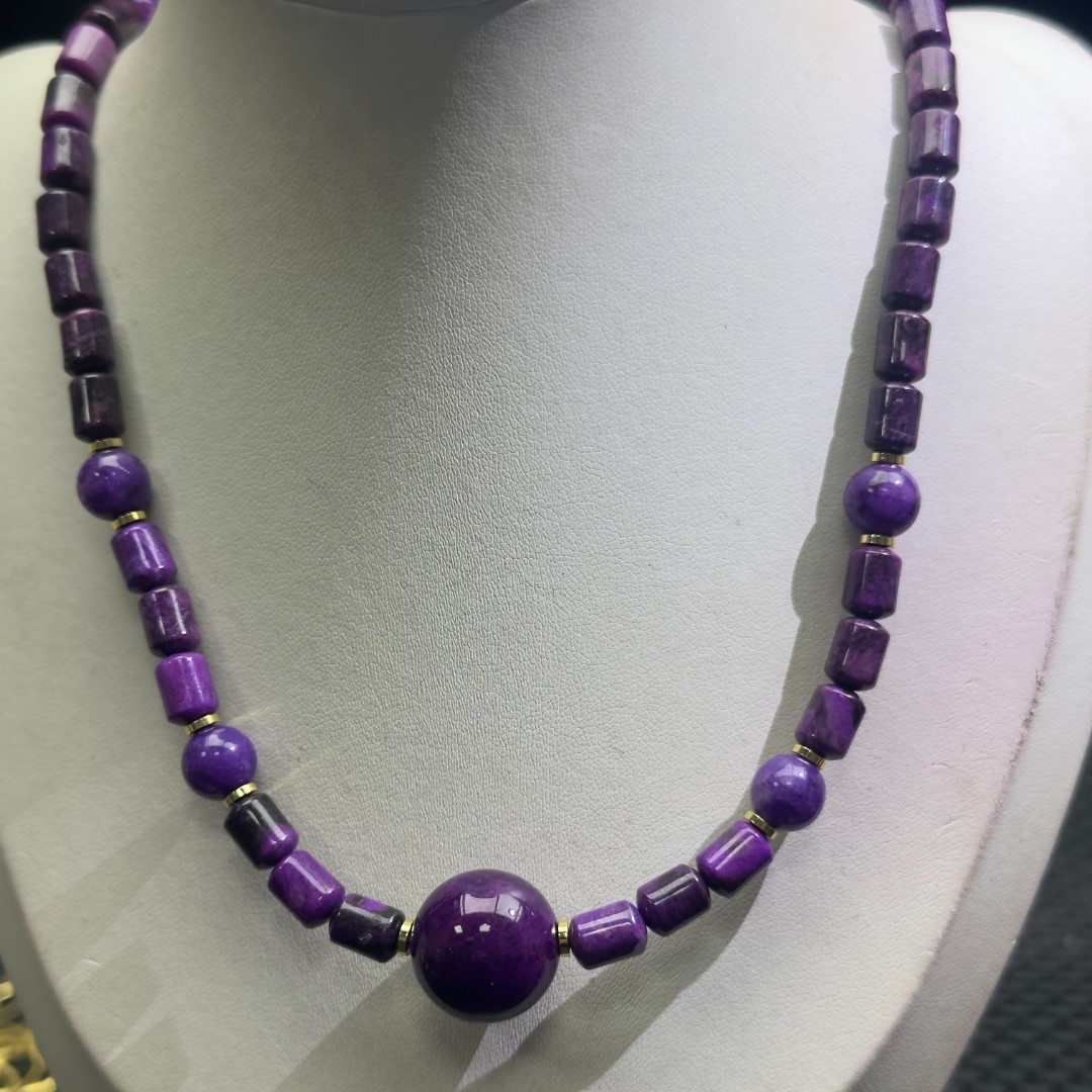 C26紫色桶珠设计款项链
