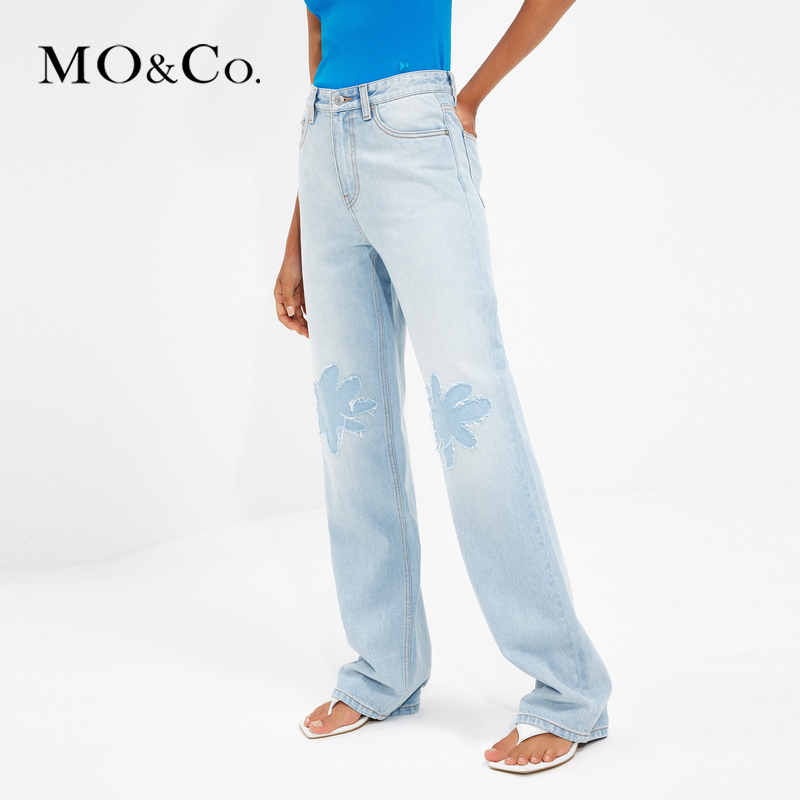 【千颂妮专享】MOCO夏洗水花朵贴布棉质牛仔裤MBC2JEN028