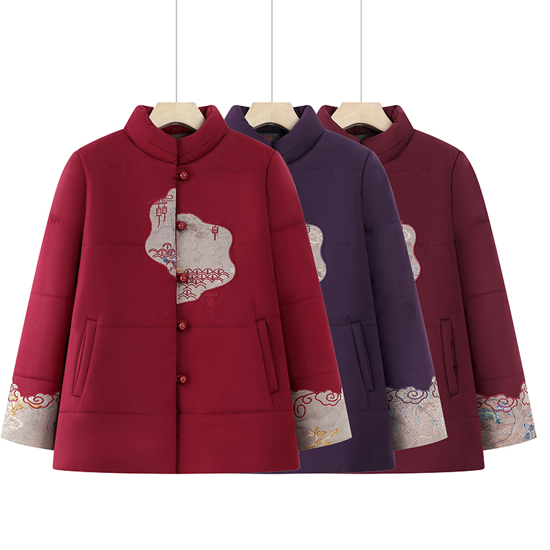 气质奶奶装冬装加绒棉衣女中老年人棉服妈妈2024新款棉袄老人衣服