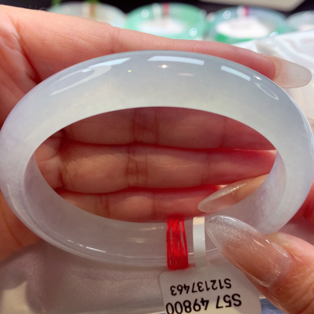 未镶嵌手镯翡翠大贵妃57圈 冰白月光（9号）