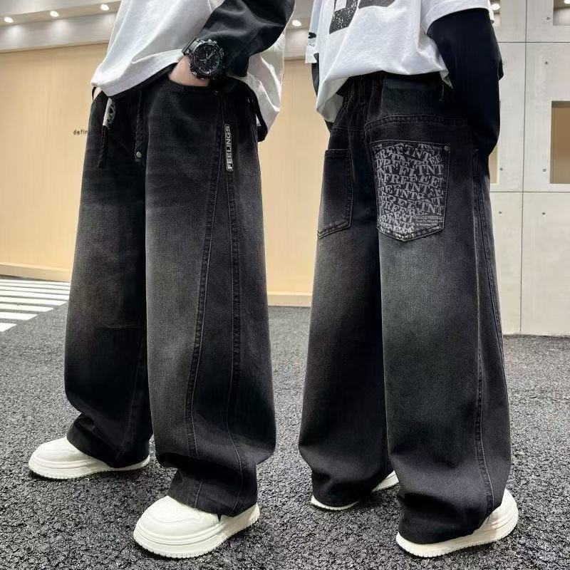 男童秋冬裤子2025春秋新款洋气儿童牛仔裤中大童帅气宽松百搭裤子