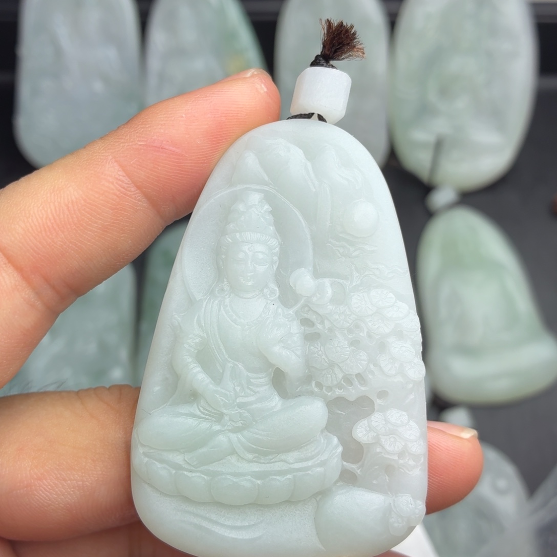 定制翡翠未镶嵌缅A翡翠人物牌