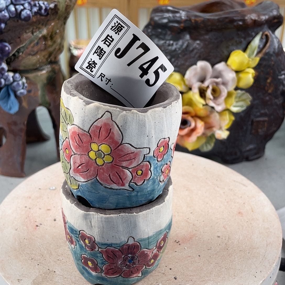 紫砂花盆景德镇陶瓷多肉745