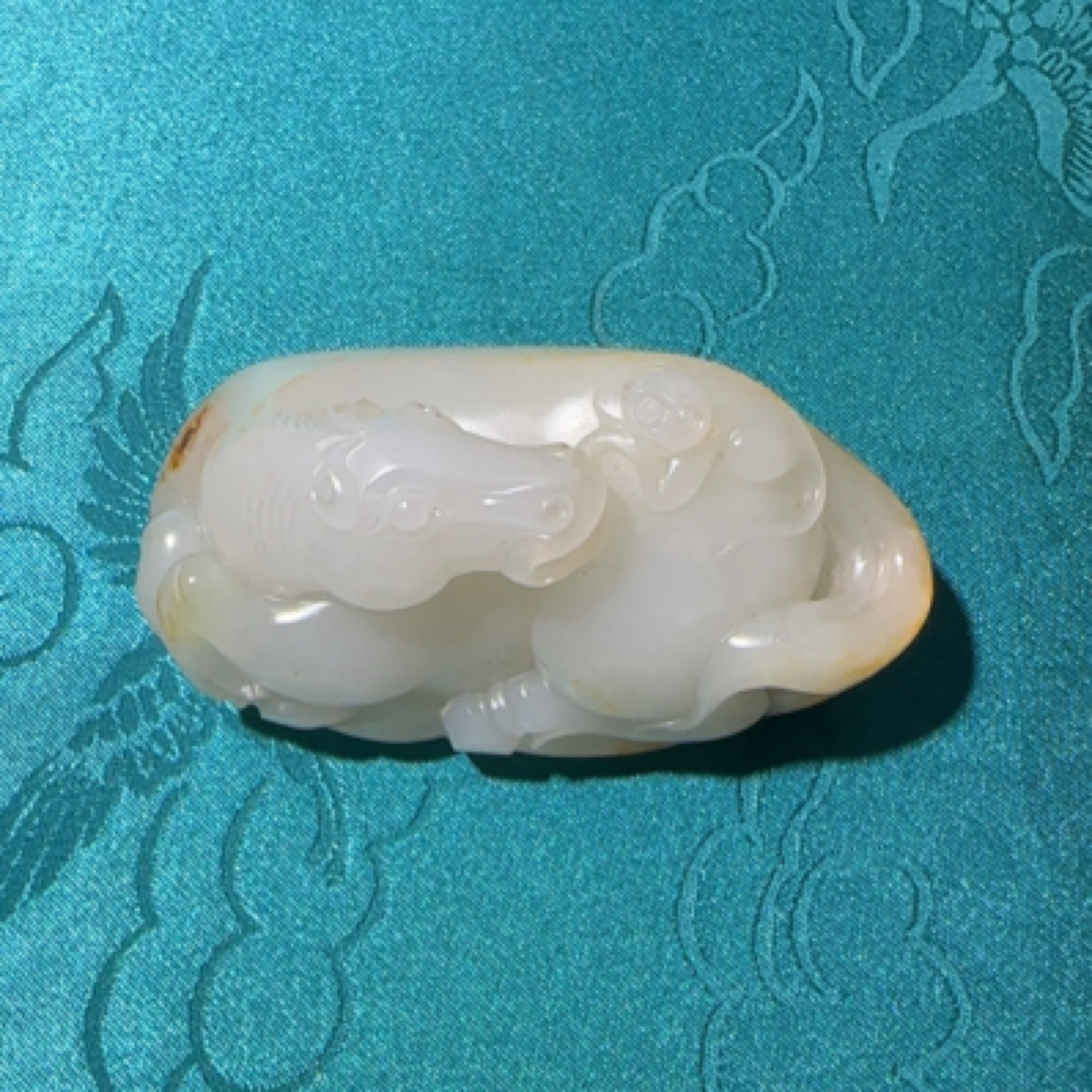 和田玉籽玉苏工精雕马上封侯