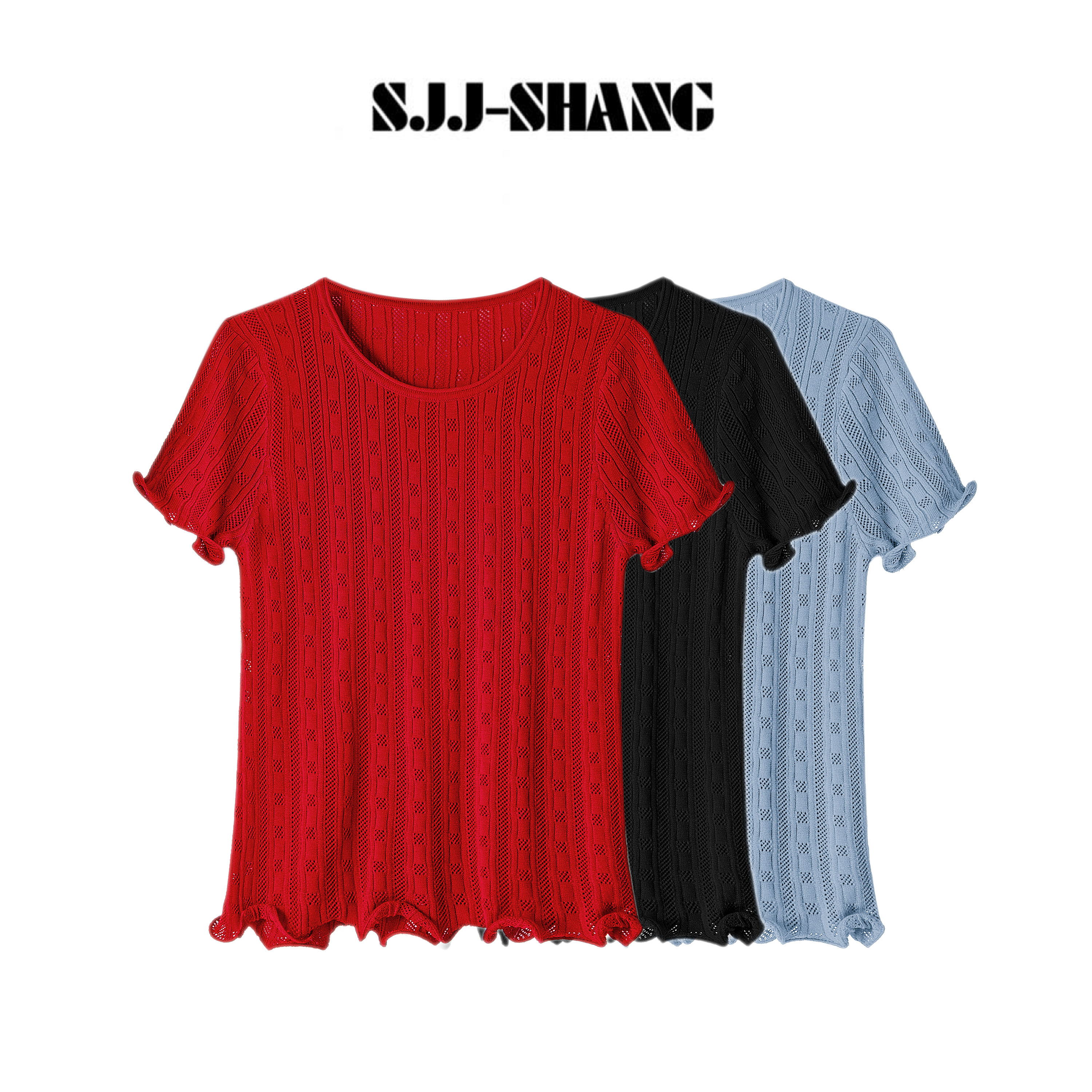 SJJ-SHANG【花边短袖】25ss新品莱赛尔+棉+绢丝设计感上衣q134584p