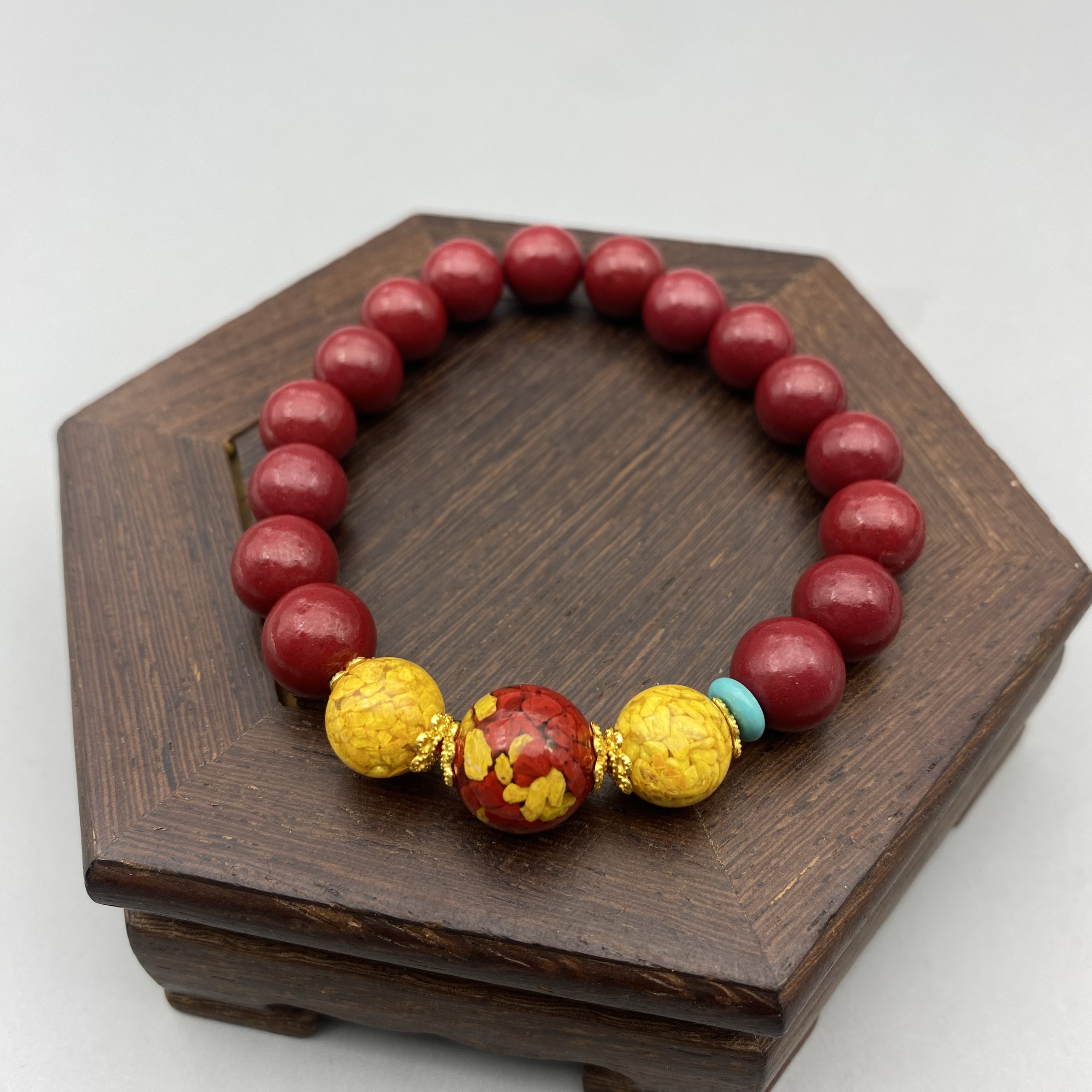 含辰砂工艺品ZA977-10mm紫色搭配雄黄手串