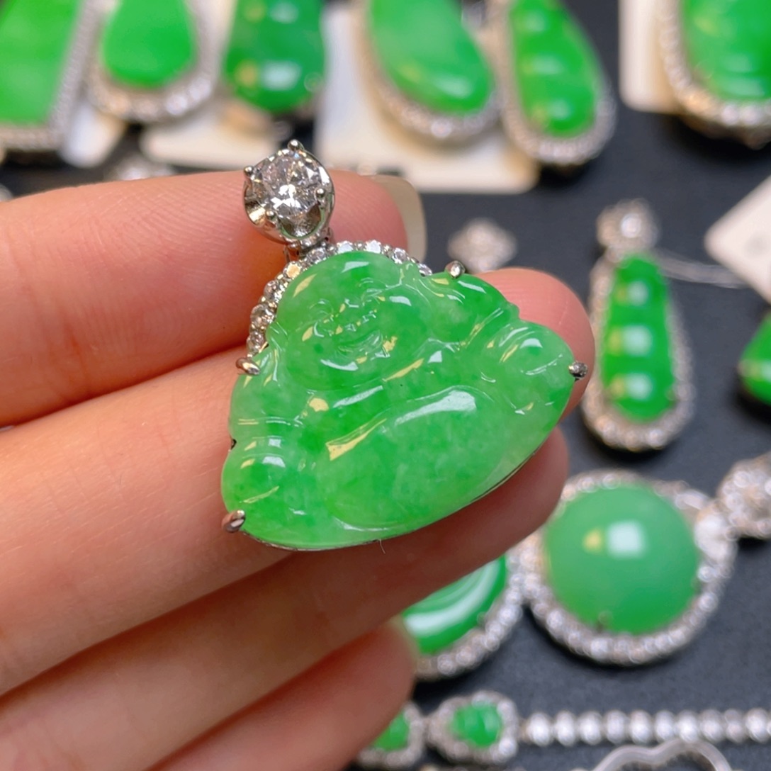 翡翠银S925镶嵌吊坠(不含链)