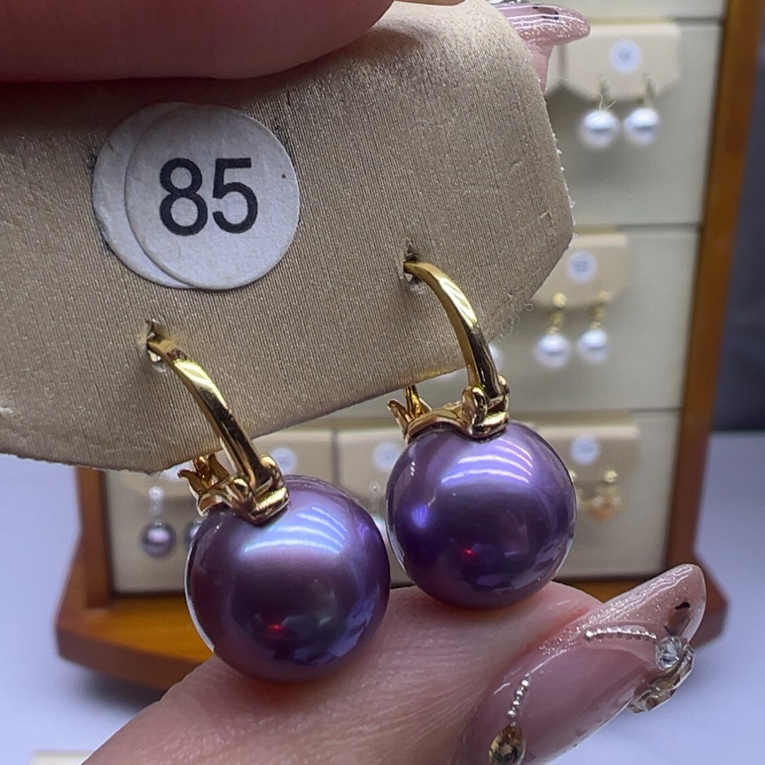 银S925镶嵌淡水珍珠耳饰