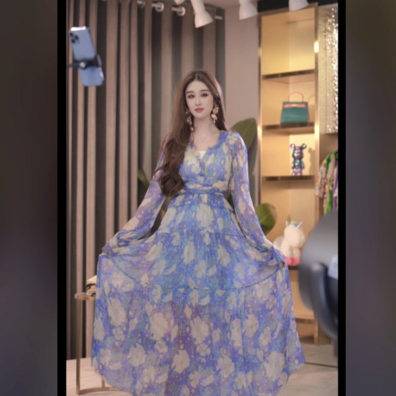 【乖瑶】时尚温柔气质重磅真丝春季夏季新款连衣裙  240919