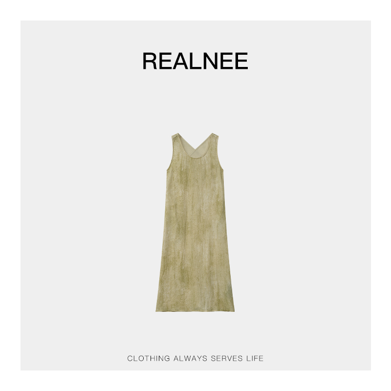 REALNEEI【繁花】进口人棉晕染连衣裙度假风随性舒适主义穿搭03662