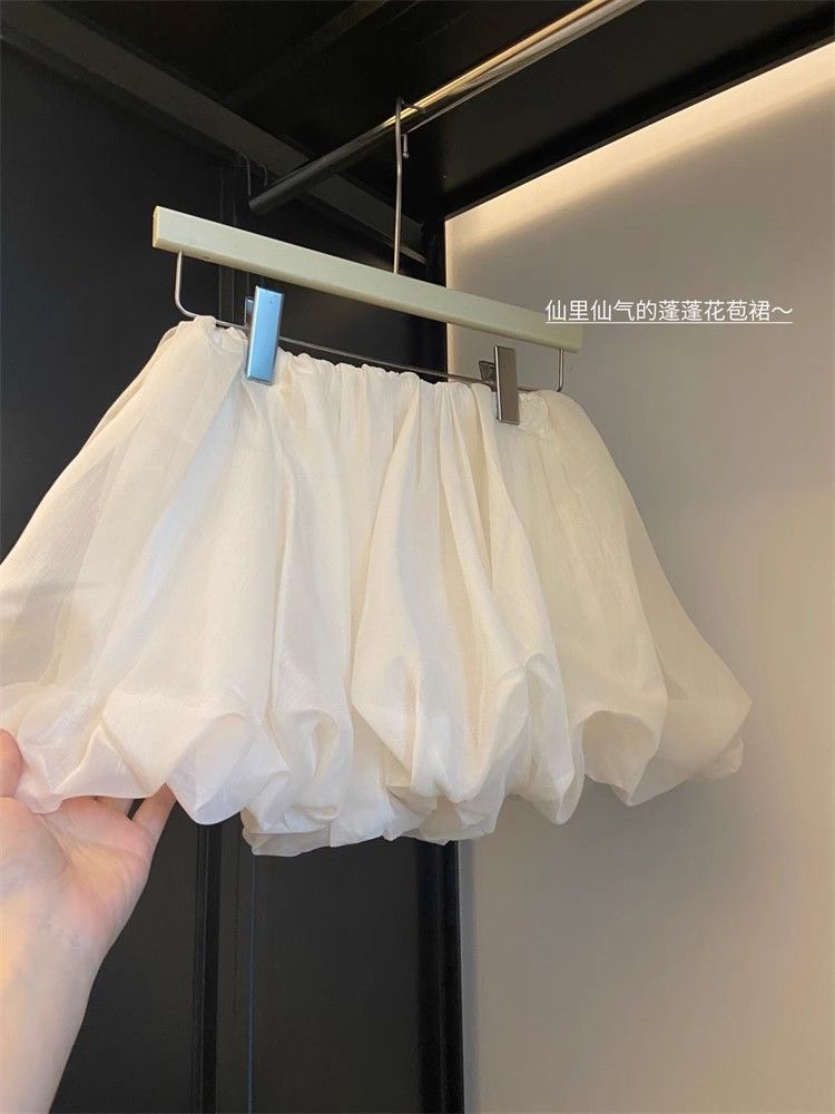 白色云朵花苞裤裙女夏季高腰显瘦南瓜蓬蓬裤a字休闲泡泡灯笼短裤