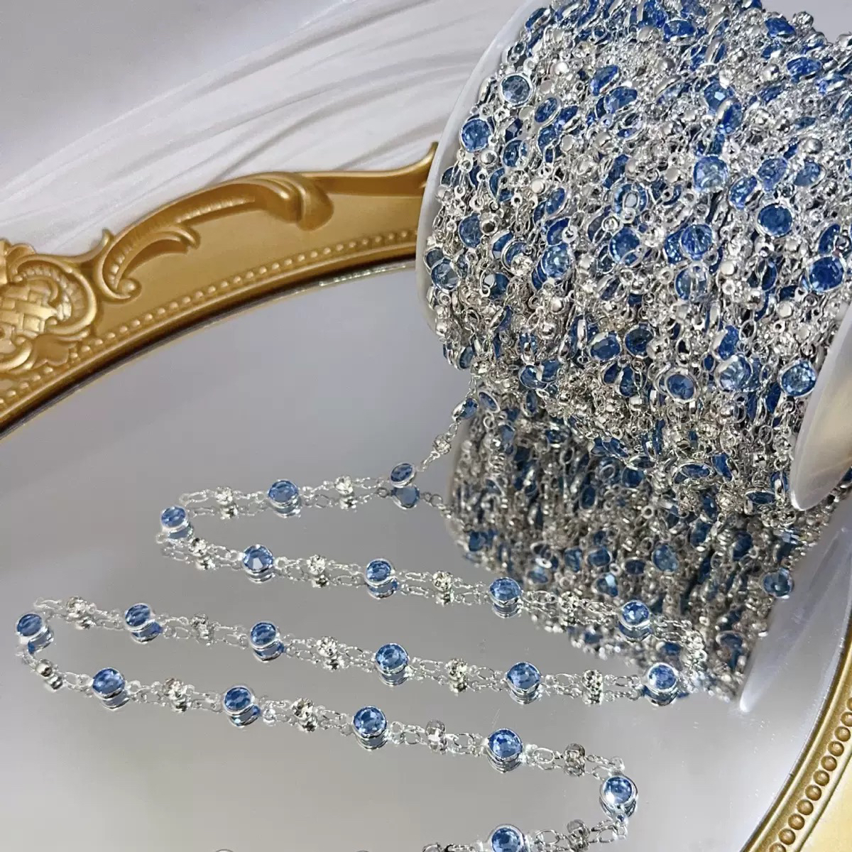 编号393 银蓝色包边玻璃流苏 百搭