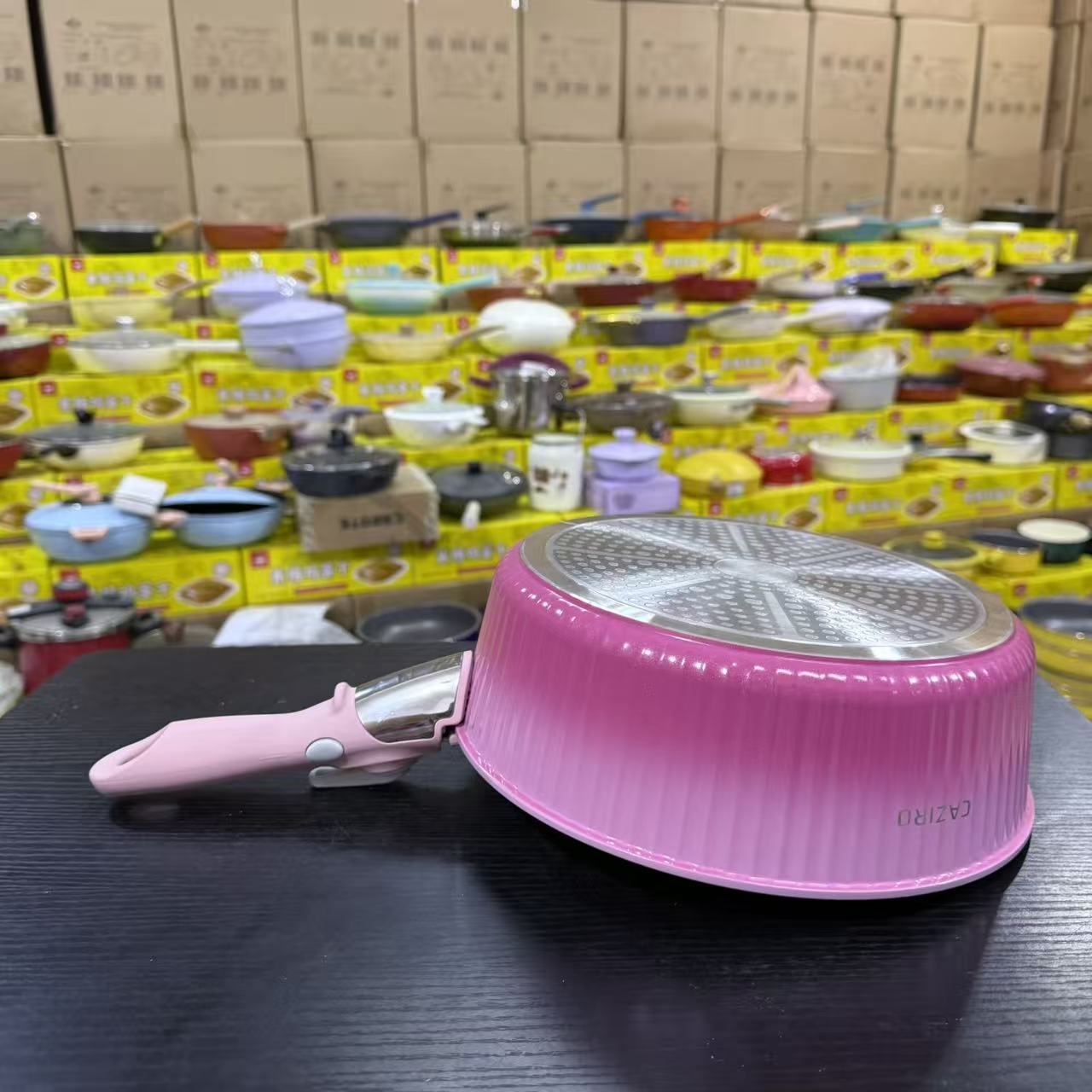 大姜专属粉色渐变26炒锅带手柄