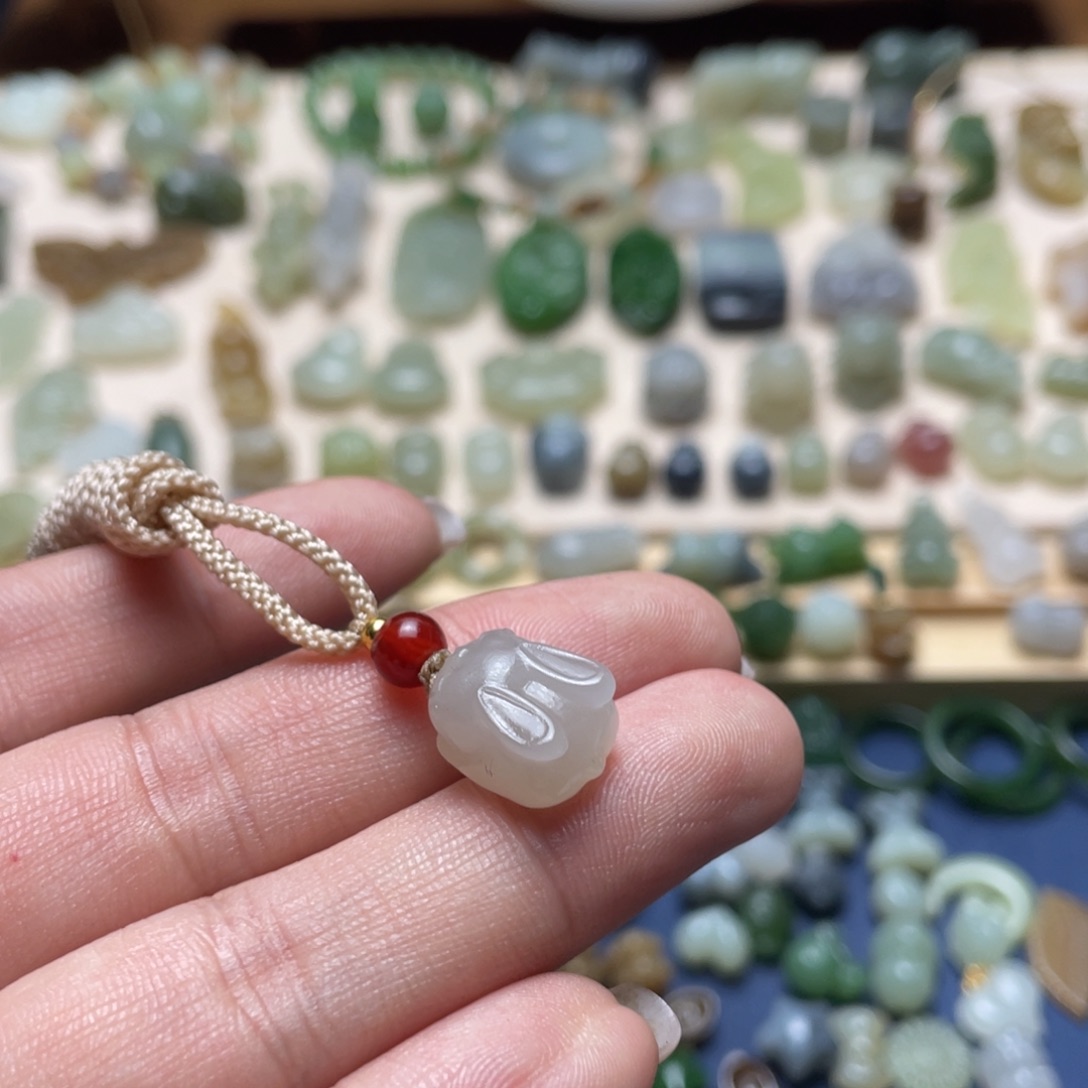 和田玉足银镶嵌吊坠(不含链)