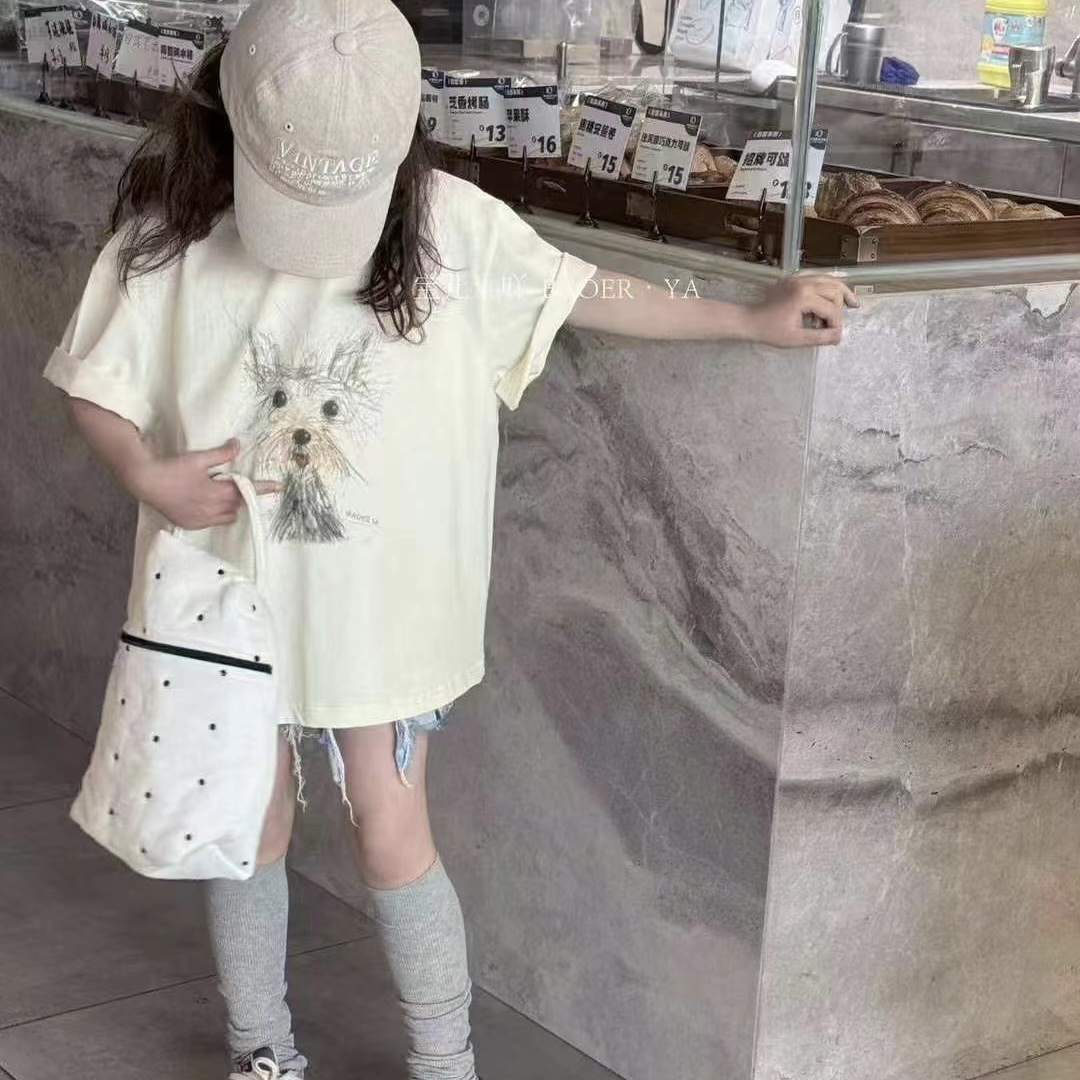 535儿童炸毛狗短袖