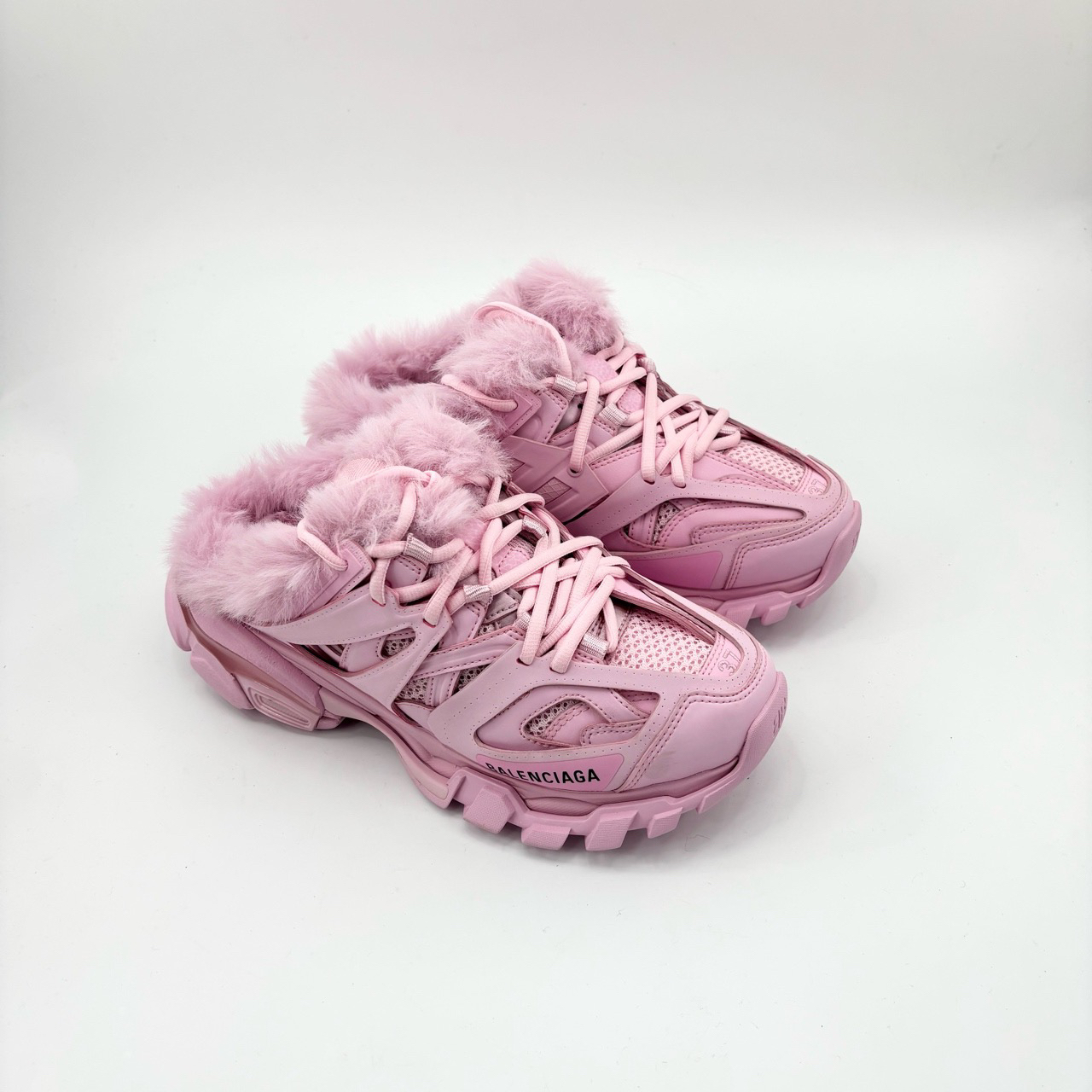 全新未使用 Balenciaga/巴黎世家 37码粉色毛毛track半拖pp426332