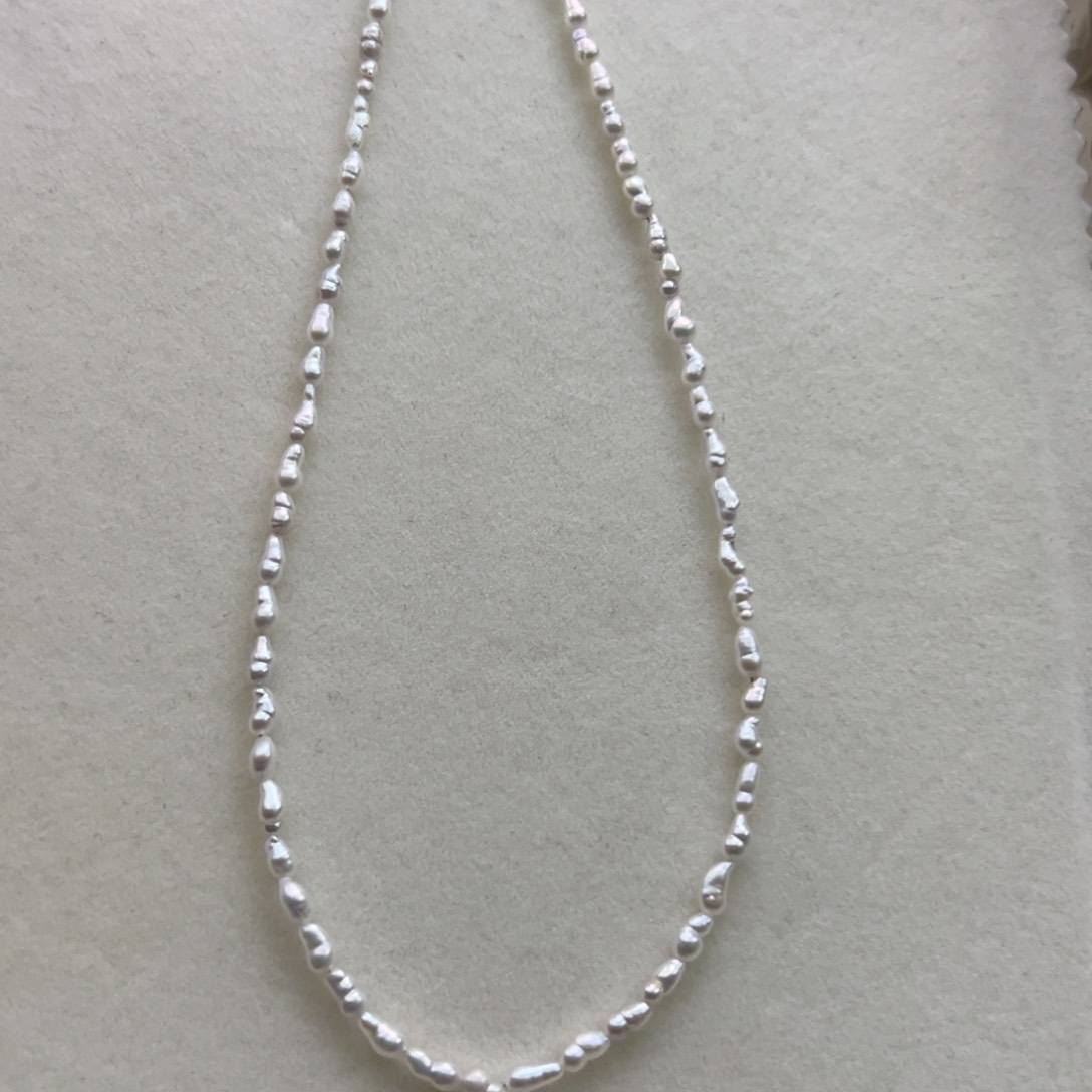 项链银S925镶嵌淡水珍珠2.5-3.5mm淡水小米珠微巴