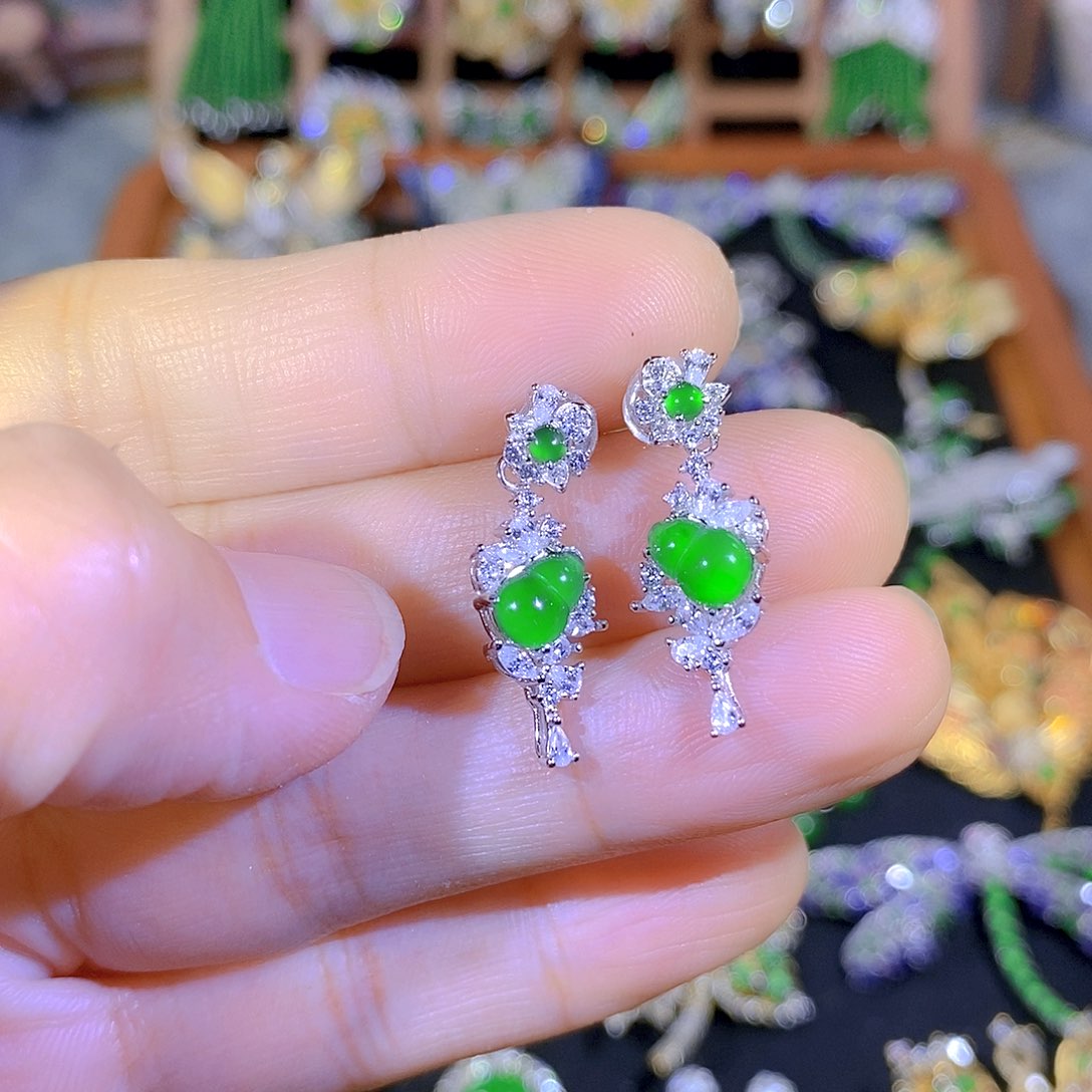 吊坠(不含链)银S925镶嵌翡翠