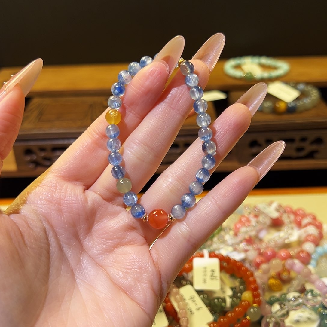 水晶手链银S925镶嵌糖*?蓝晶梵高