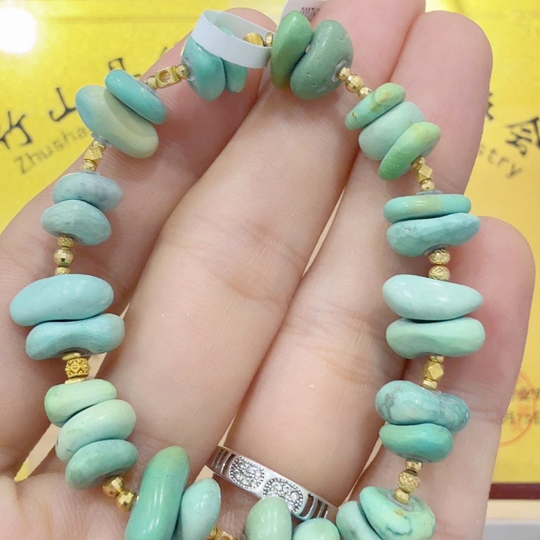 绿松石18K金镶嵌配饰