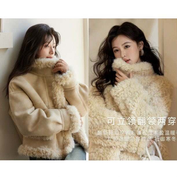新2两面穿皮毛一体仿皮草外套2024年新款设计感休闲加厚上衣