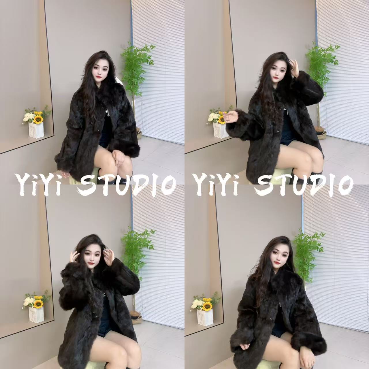 2025新款兔毛皮草温柔百搭立领宽松氛围感洋气毛毛外套