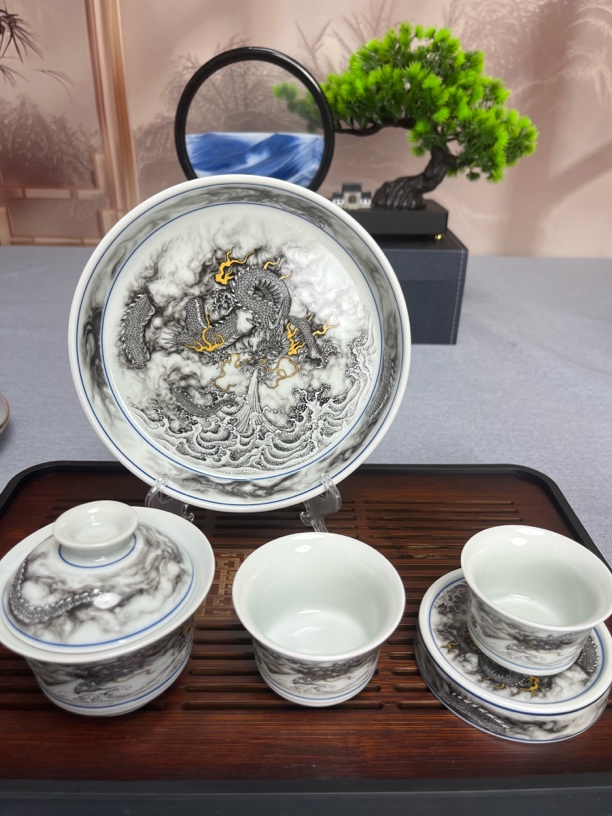 墨龙吸水五件套不带礼盒装手工茶道复古复古