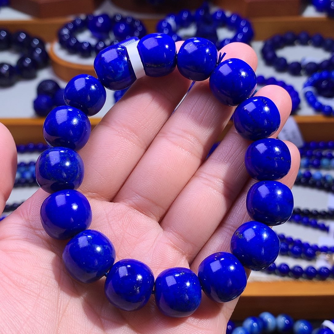 青金石未镶嵌手串13.4m高品亮蓝精工老型珠5965