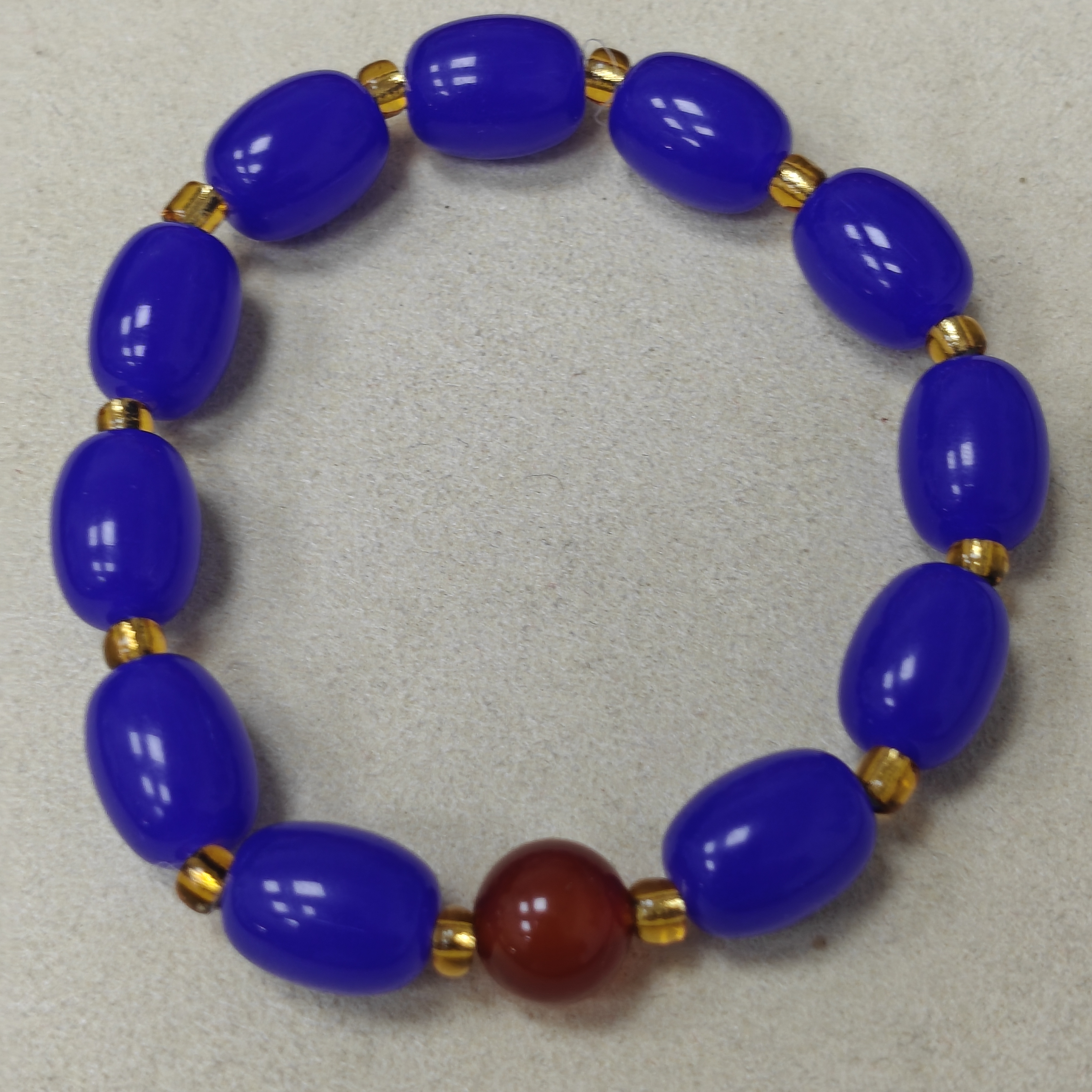 蓝色妖姬单珠玛瑙手串