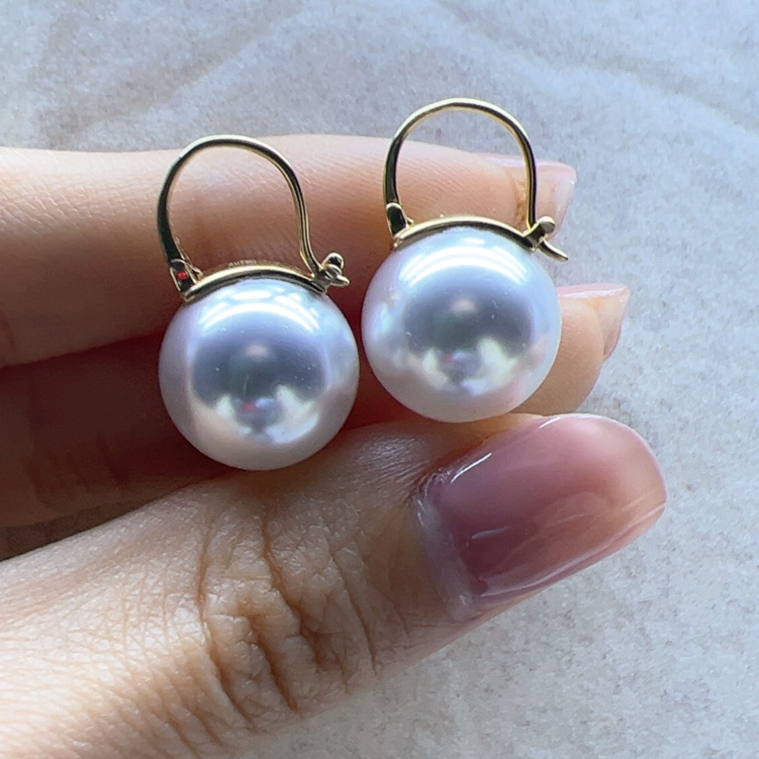 淡水珍珠耳饰18K金镶嵌