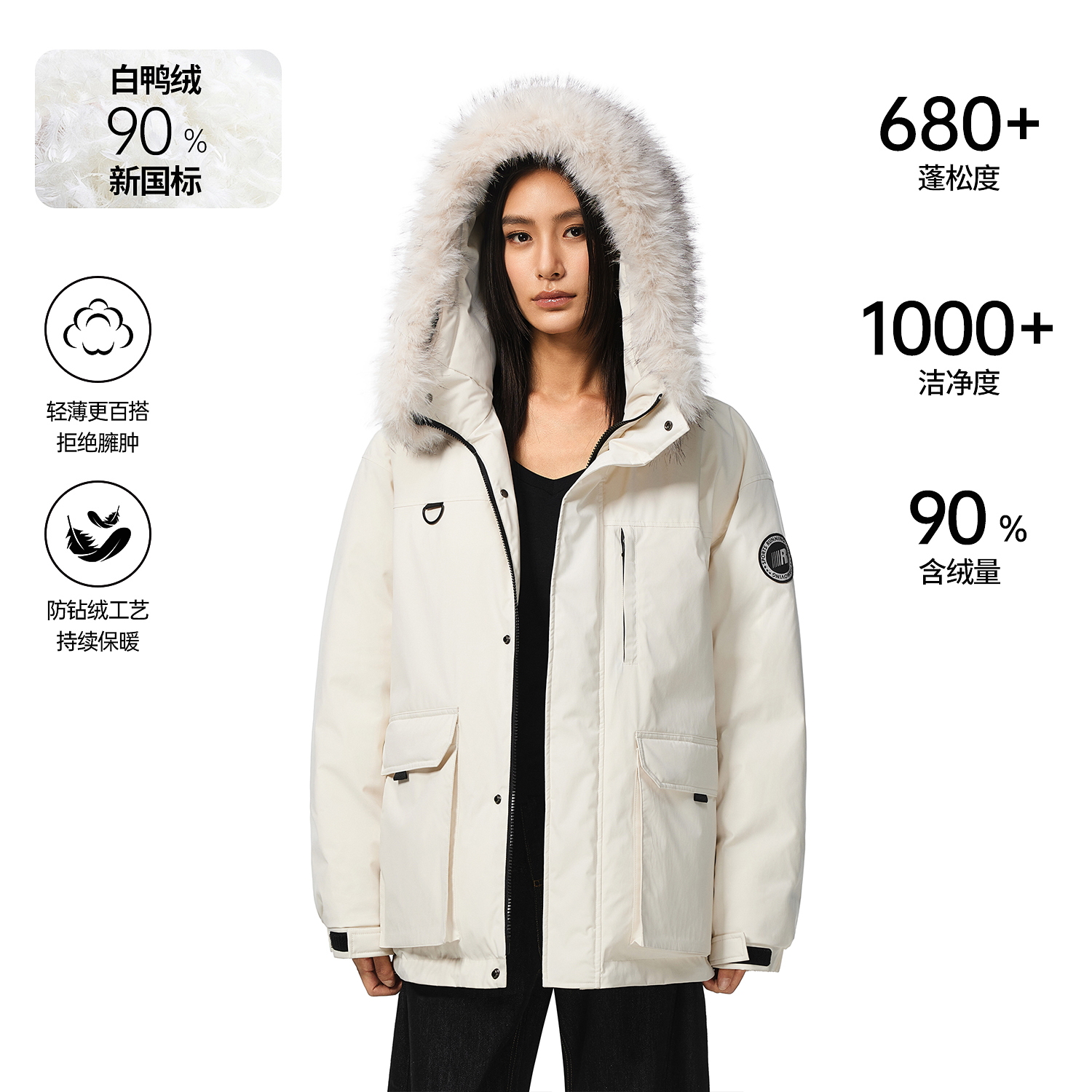 FDR官方店 毛领派克羽绒服男女同款冬季