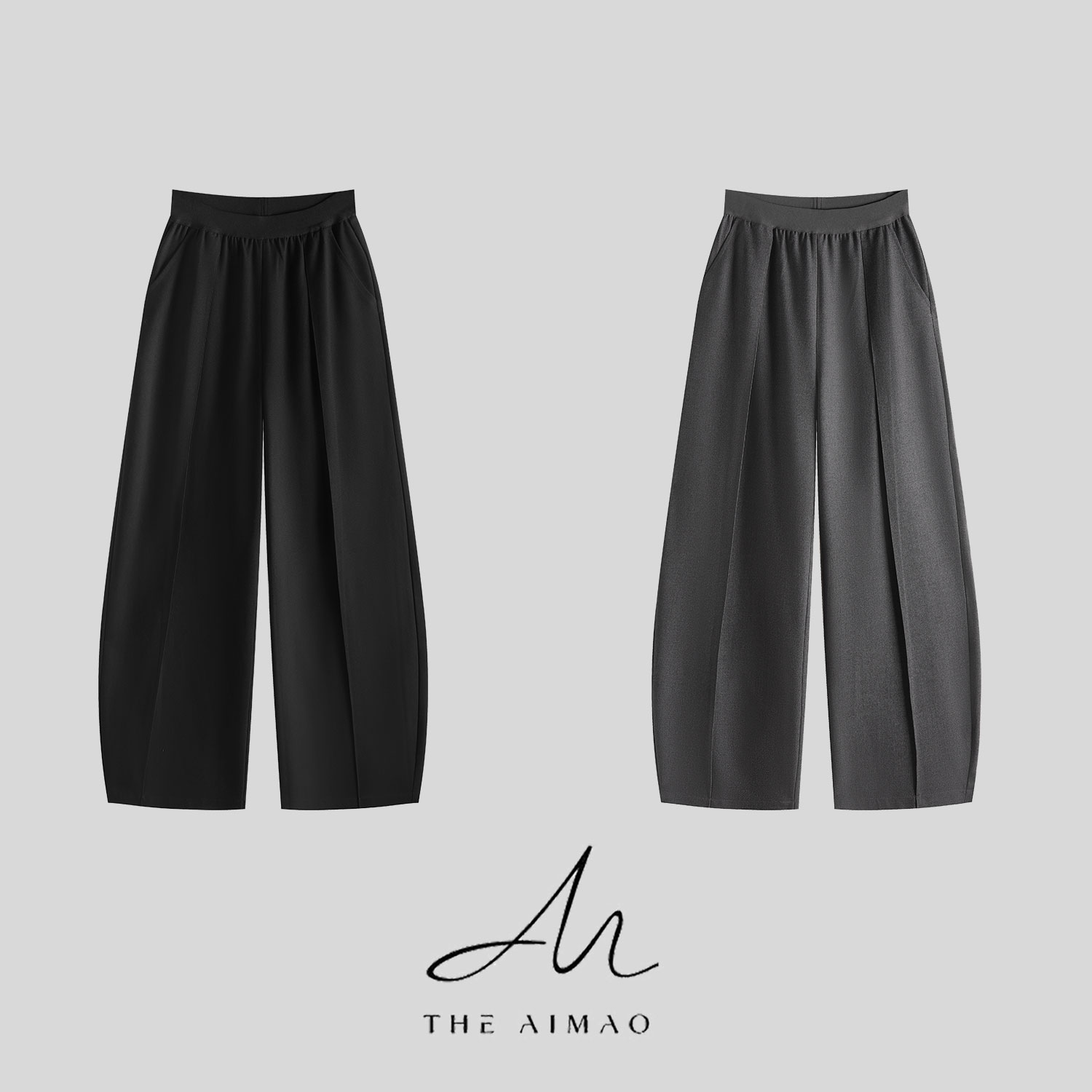 【THE AIMAO】“型适主义”醋酸羊毛混纺垂顺抗皱松紧休闲裤XYX82451