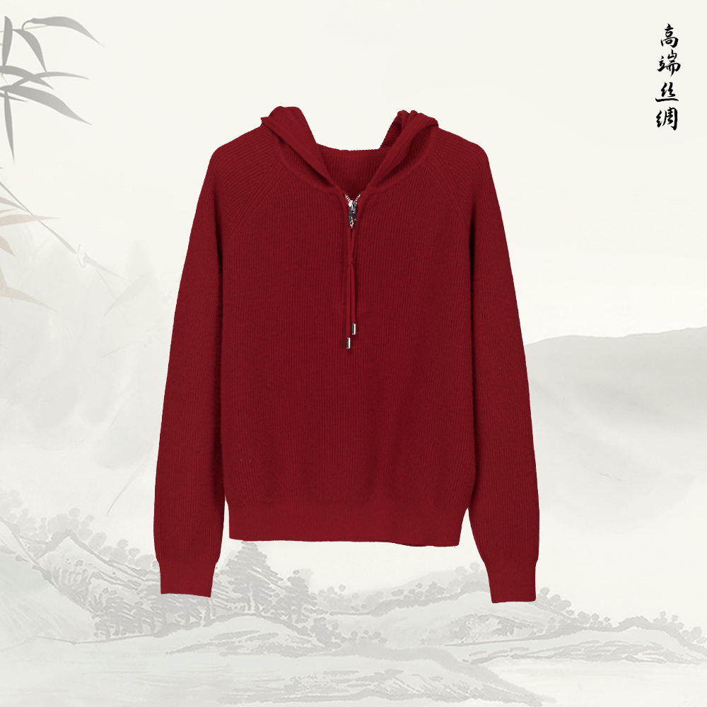 新款休闲百搭显瘦拉链翻领复古长袖毛衫541021