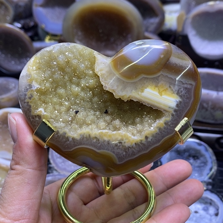 未镶嵌珠宝半成品水晶金啵啵爱心