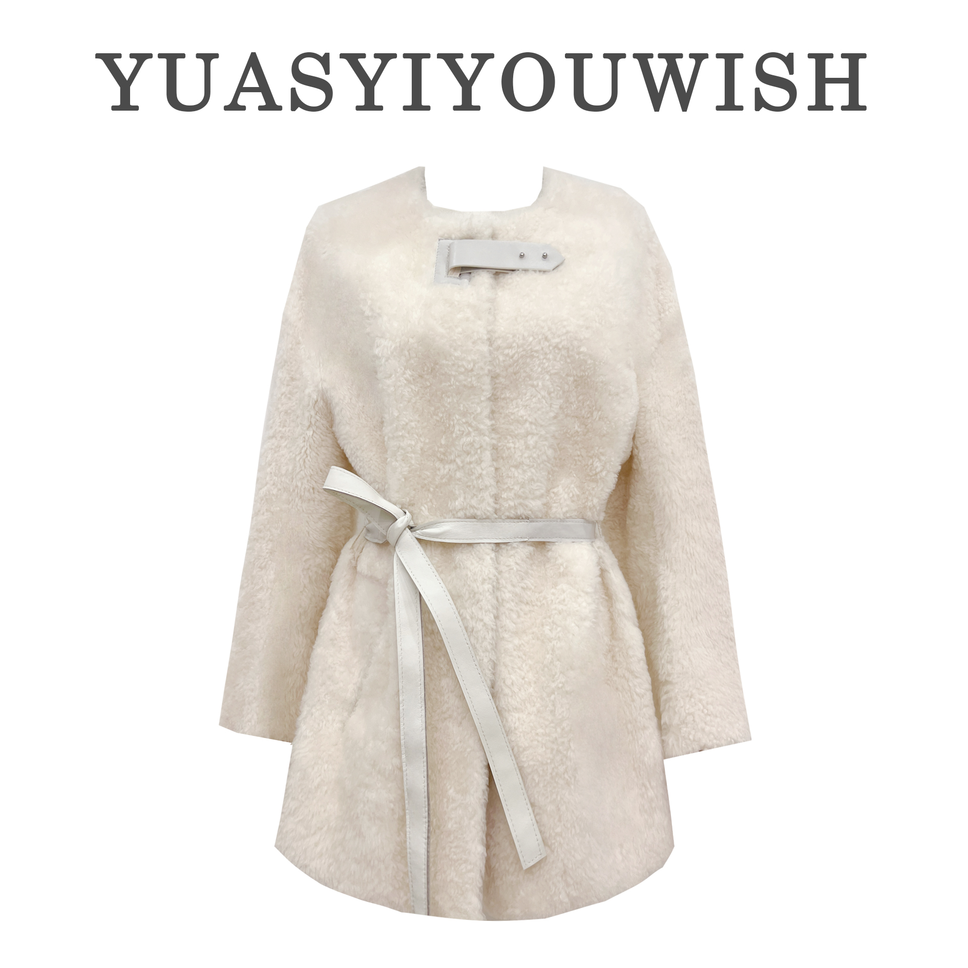 YUASYIYOUWISH|“拉贡”设计师版型V领系带带皮袢皮毛一体皮草外套