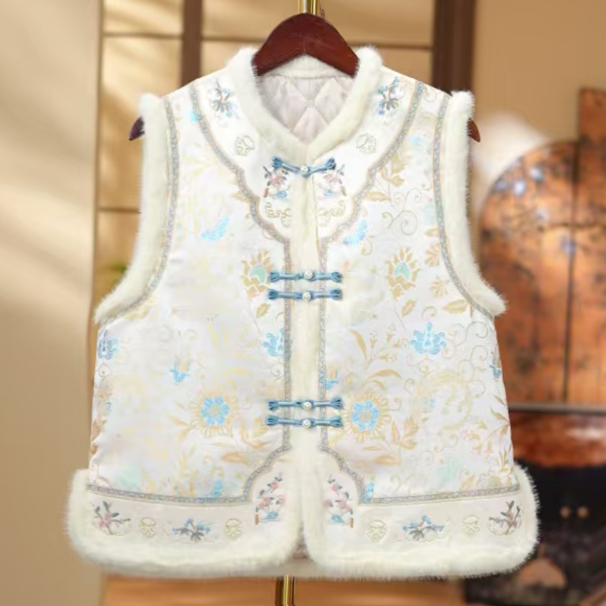 《花向阳-棉马甲》加棉加厚2025新中式国风刺绣女士百搭马甲