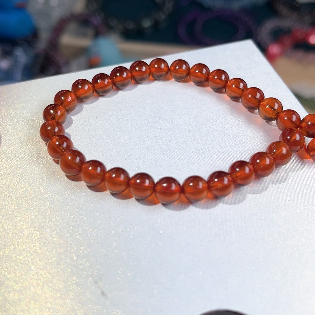 水晶手链未镶嵌w**.橙红石榴石定制14手围