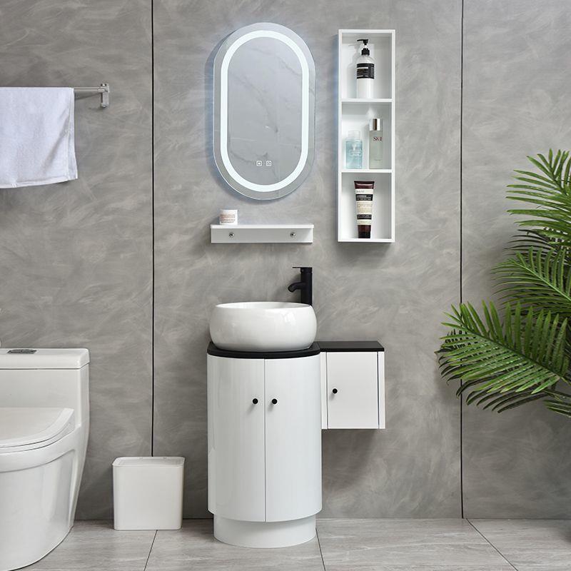 小户型42CM圆形浴室柜组合智能镜柜洗脸洗手池卫生间落地洗漱台盆