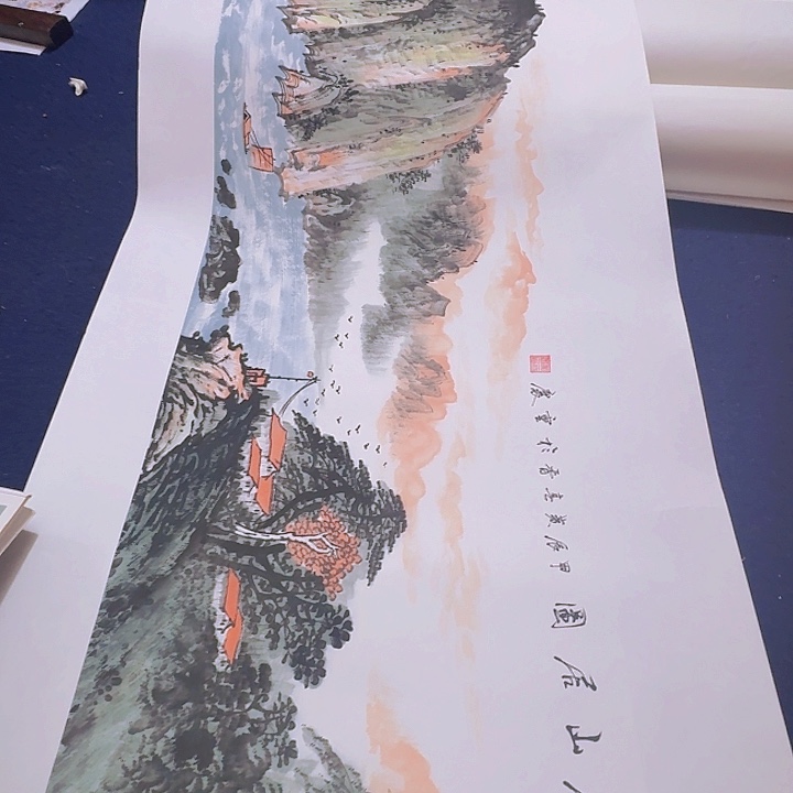 国画黄春香国画山水尺寸136*34