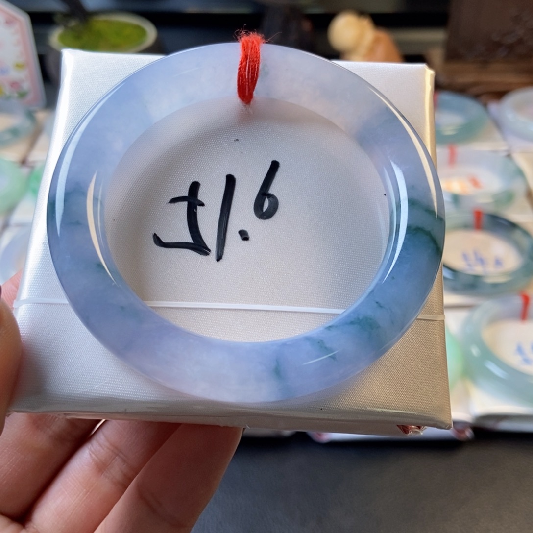 翡翠未镶嵌手镯4冰紫莫奈圆条