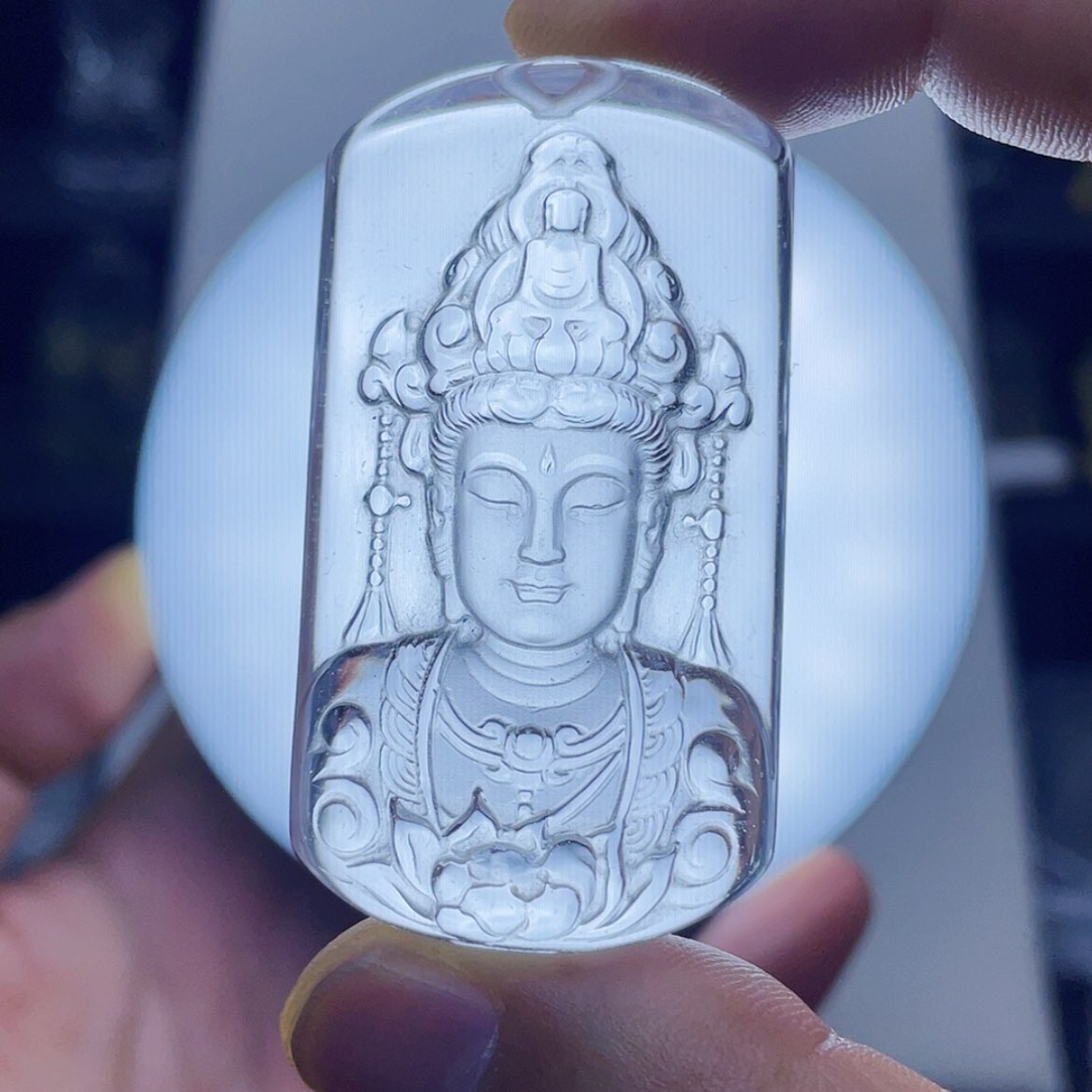 【闪购商品】水晶颈饰未镶嵌白水晶精雕莲花观音吊坠