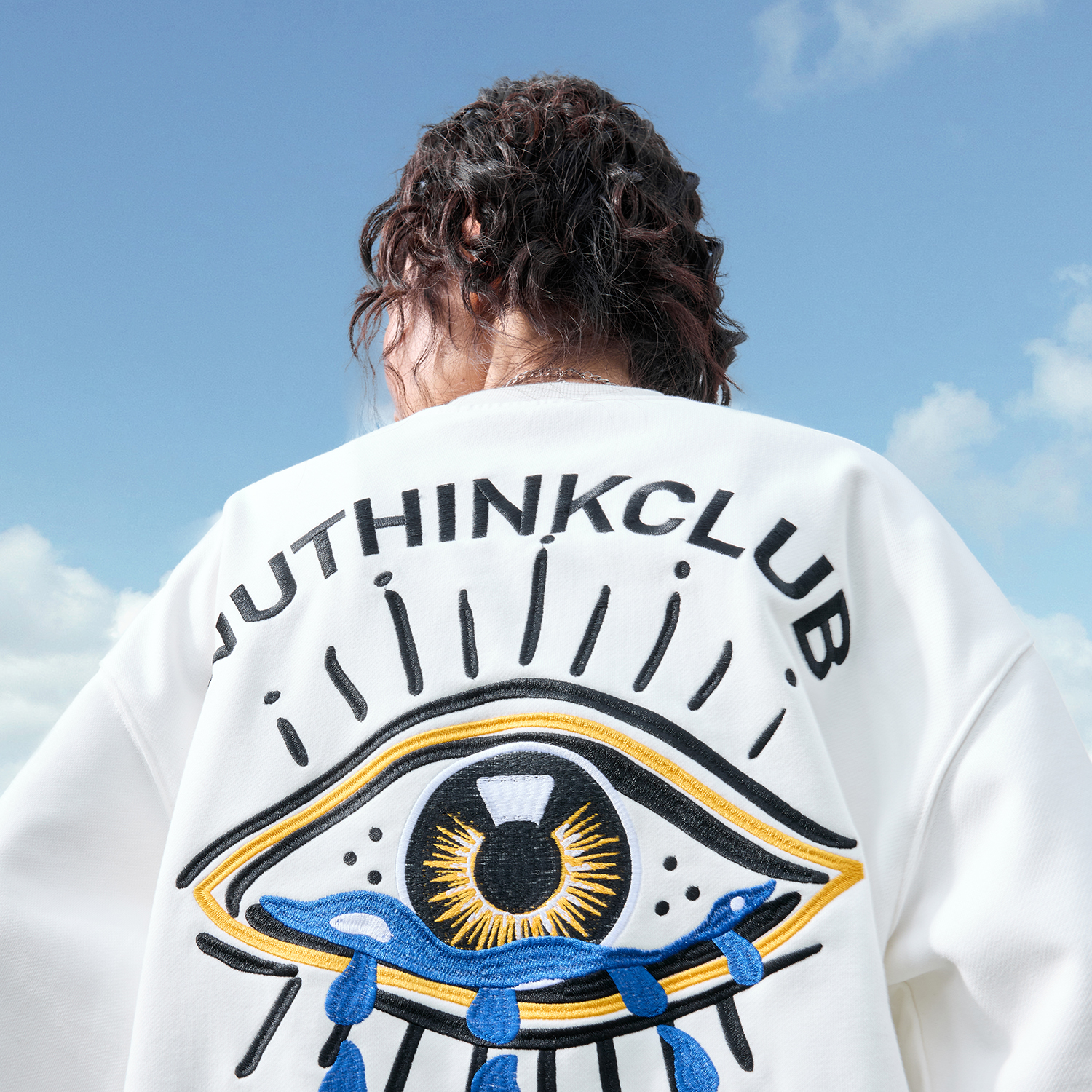 Nuthink美式复古潮牌重磅刺绣字母加绒圆领卫衣男女2025冬季新款