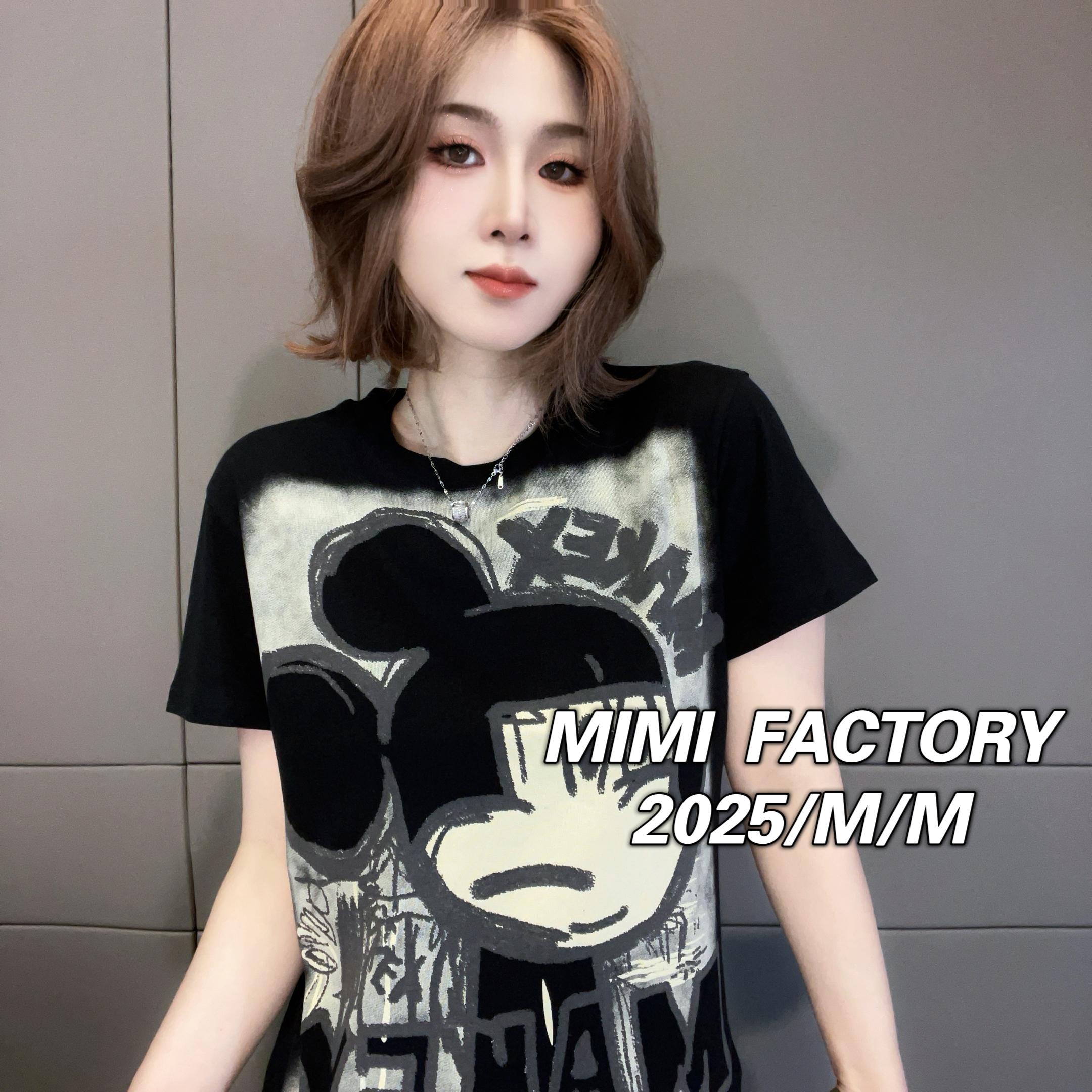 芈芈 2025新款短袖 欧货创意卡通短袖T恤女修身显瘦上衣2550