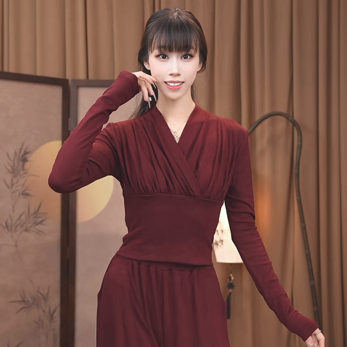 shishi早秋新款练功服高弹上衣女古典舞中国舞