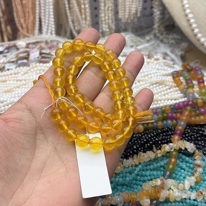 玛瑙/玉髓未镶嵌珠宝半成品一条8mm黄水晶