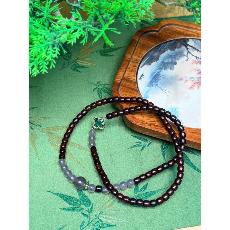 DA1303-小叶紫檀 绿色四叶草(带礼盒)