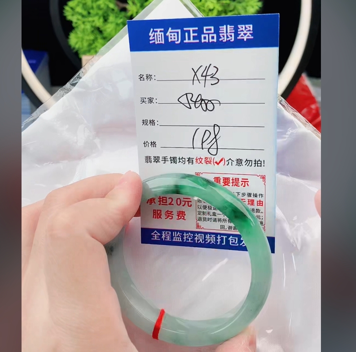 X43缅甸翡翠手镯处理198/条【一物一证】实物以直播间为准