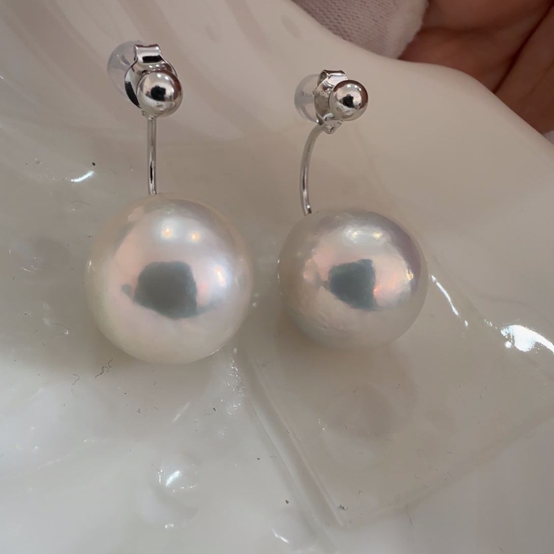 银S925镶嵌耳饰淡水珍珠