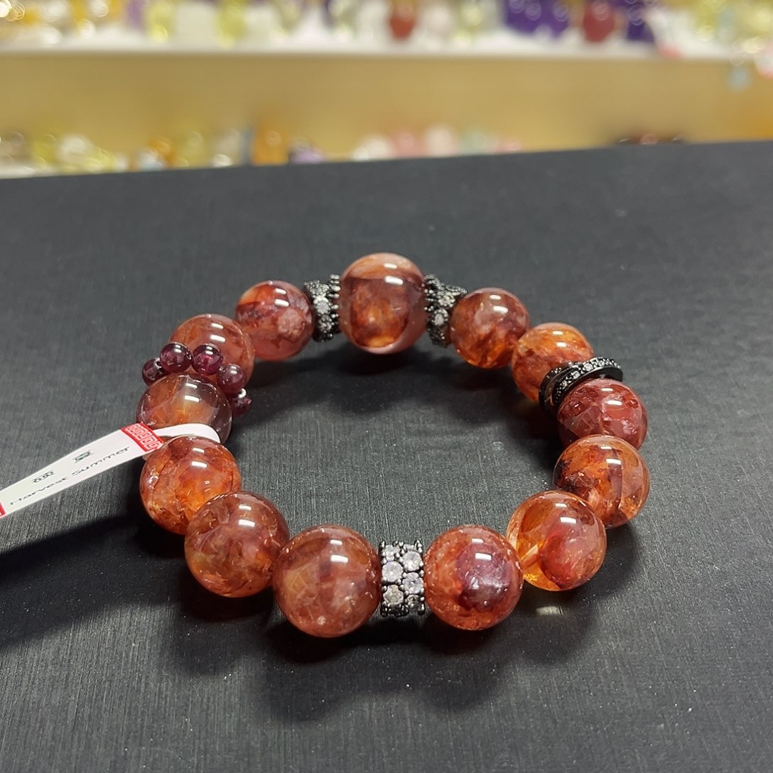 水晶未镶嵌手链红胶花设计款手串