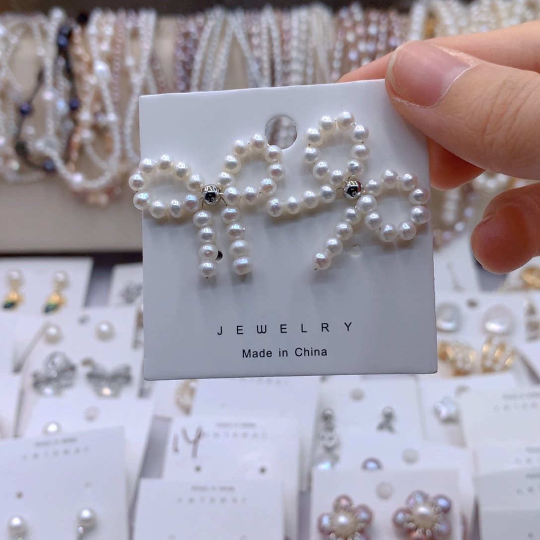 淡水珍珠耳饰银S925镶嵌